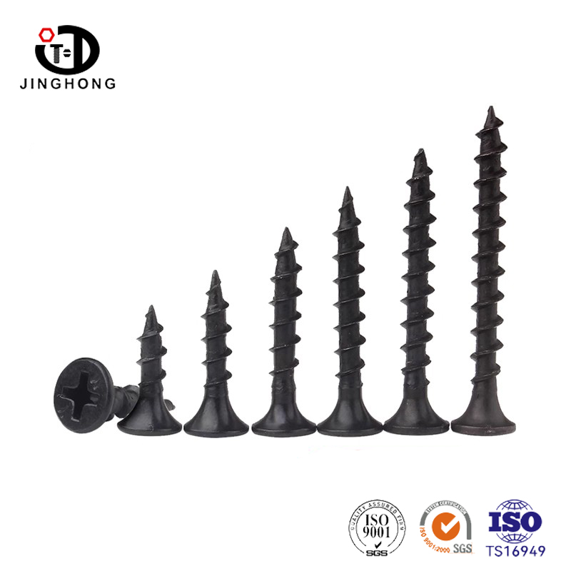 Fekete süllyesztett fejű Sheetrock csavarok