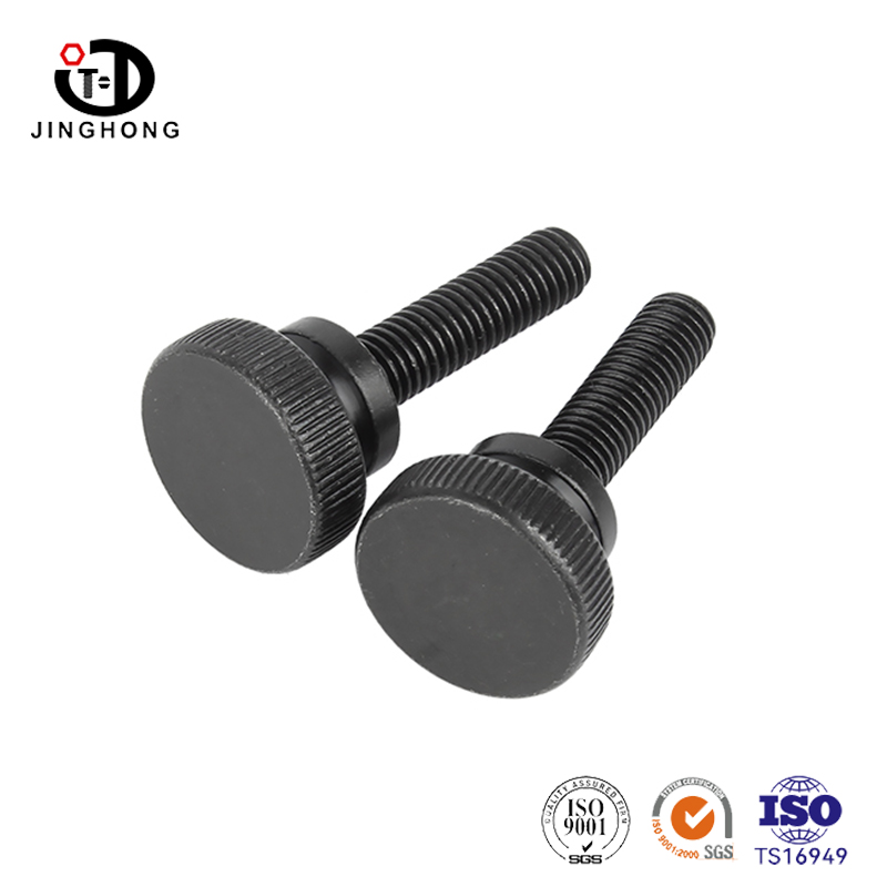 Fekete magas kupolával recézett hüvelykujj csavar